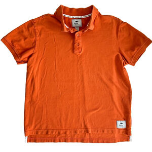 Roots Men Preppy Short Sleeve Polo Shirt Vibrant Orange Size Large Work Casual